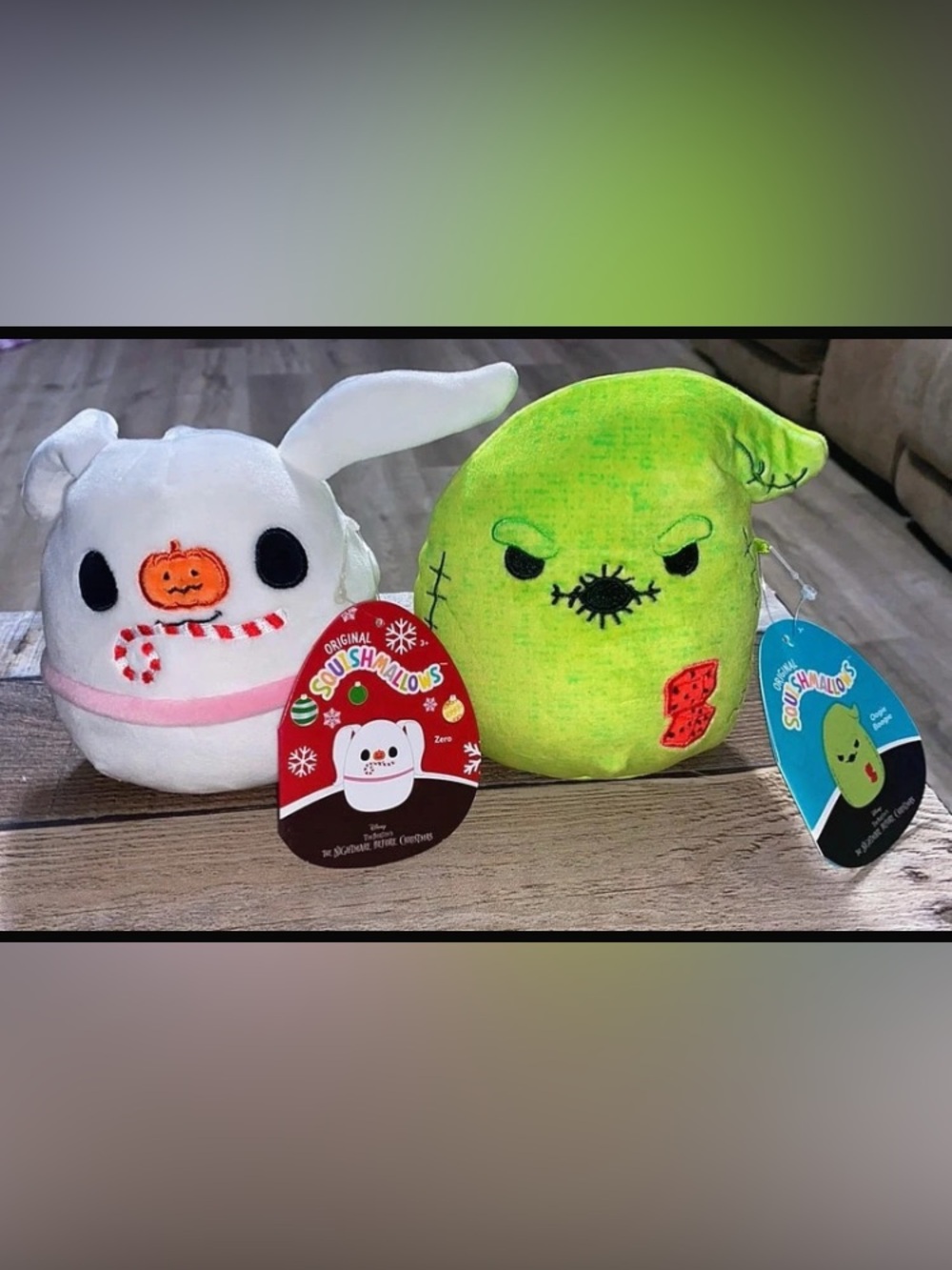 Squishmallows Neon Green Halloween Stitch Plush - White Bunny Companion